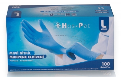 HASPET 100 LÜ MAVİ-BEYAZ KALIN ELDİVEN (SOLVENT VE TİNERE DAYANIKLI) XL